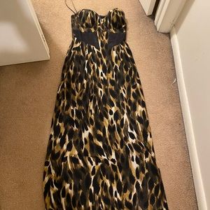 Kardashian, strapless, leopard maxi dress